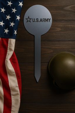 U.S. Army Officially Licensed Cemetery Memorial Stake 10" dia 23.21in Ht. 16ga. T304 Stainless Steel
